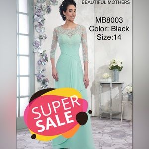 Mary’s Bridal Mother of bride dress Color: BLACK -Size  14 NEW NEVER WORN/ALTERD